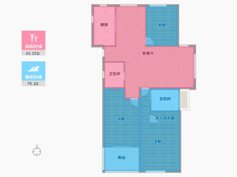 浙江省-杭州市-绿都御景蓝湾(公寓住宅)-126.93-户型库-动静分区