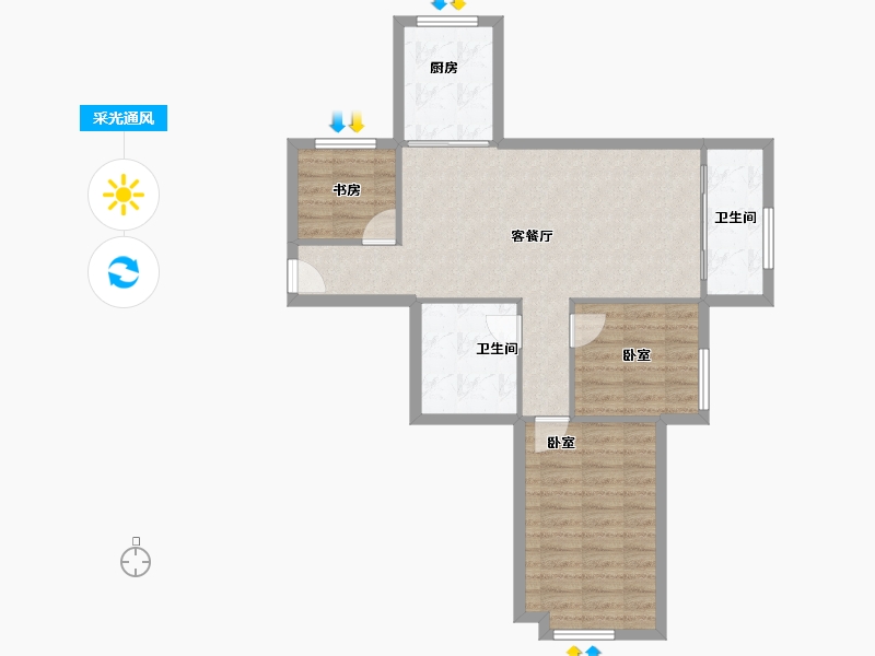 山东省-青岛市-西海景苑-74.57-户型库-采光通风