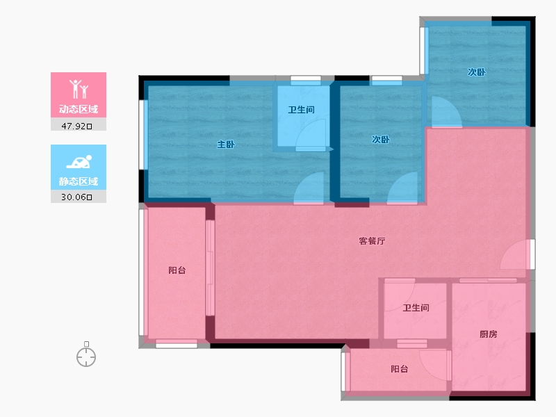 福建省-南平市-皇庭新世界御园-69.60-户型库-动静分区