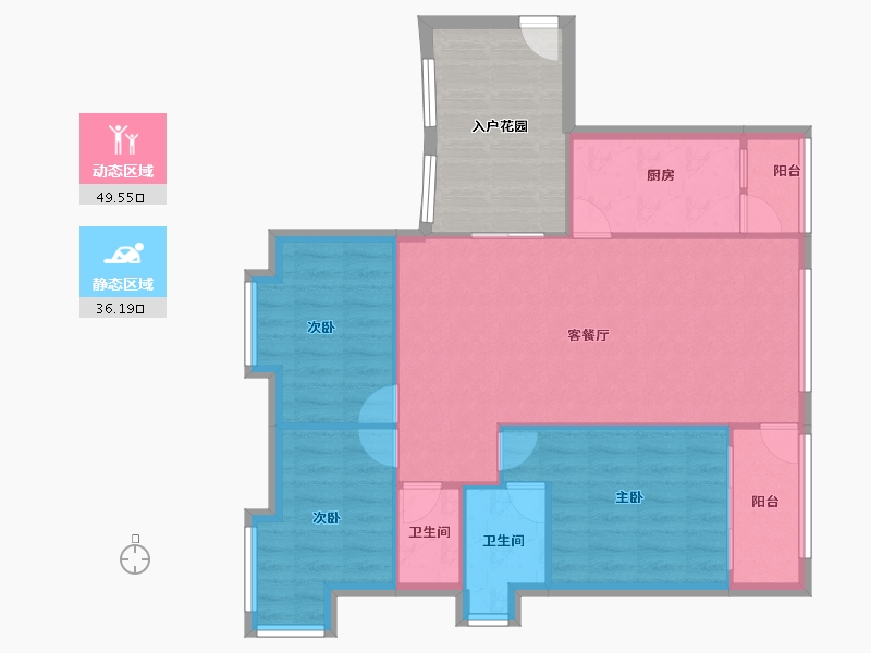 广东省-广州市-喜盈雅境-88.72-户型库-动静分区