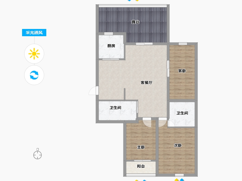 浙江省-杭州市-庆春苑-102.64-户型库-采光通风