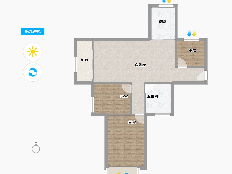 山东省-青岛市-西海景苑-73.58-户型库-采光通风