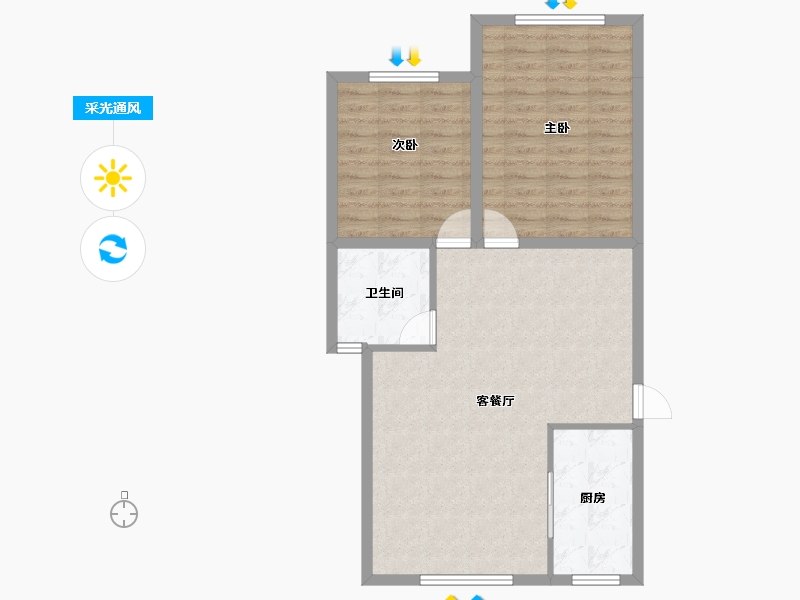 浙江省-杭州市-东新园新湖苑-73.69-户型库-采光通风