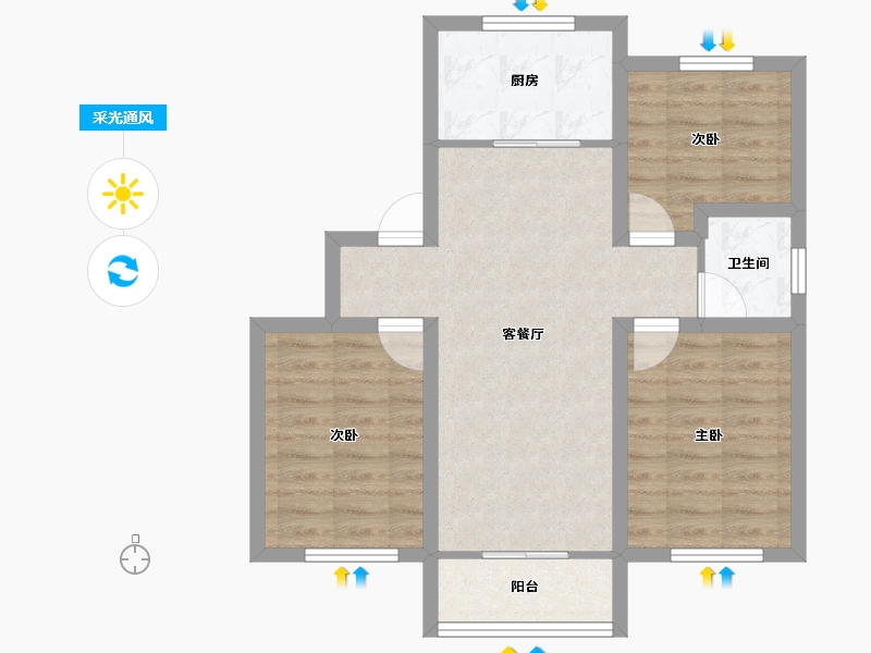 浙江省-杭州市-春天花园-66.99-户型库-采光通风