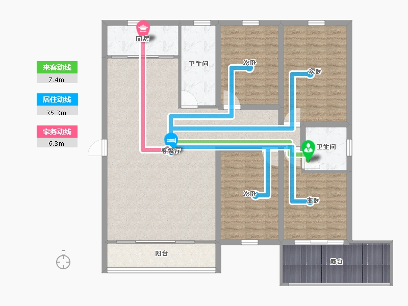 浙江省-杭州市-盛世嘉园(公寓住宅)-124.86-户型库-动静线