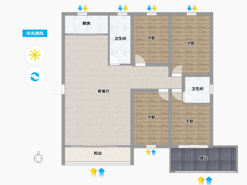 浙江省-杭州市-盛世嘉园(公寓住宅)-124.86-户型库-采光通风