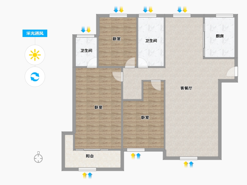 山东省-青岛市-北国之春采菊苑-126.67-户型库-采光通风