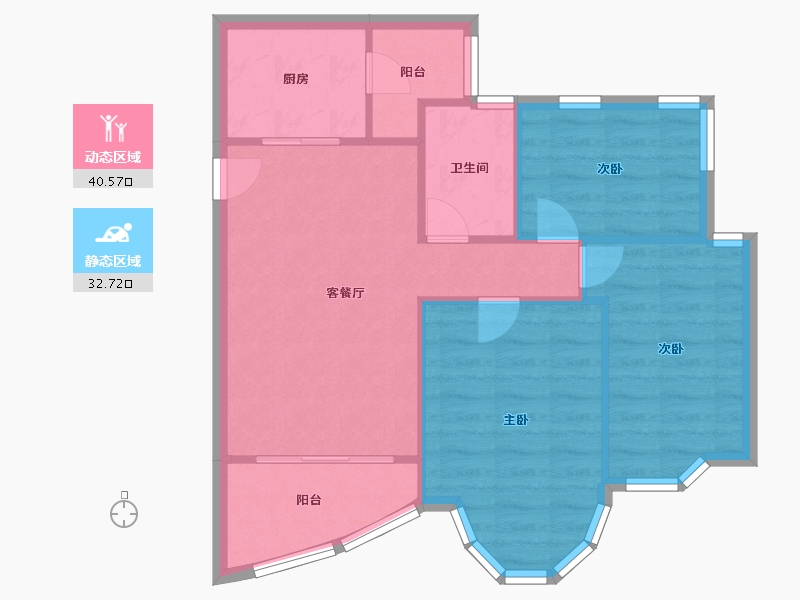 广东省-广州市-祈福新村山泉居-66.47-户型库-动静分区