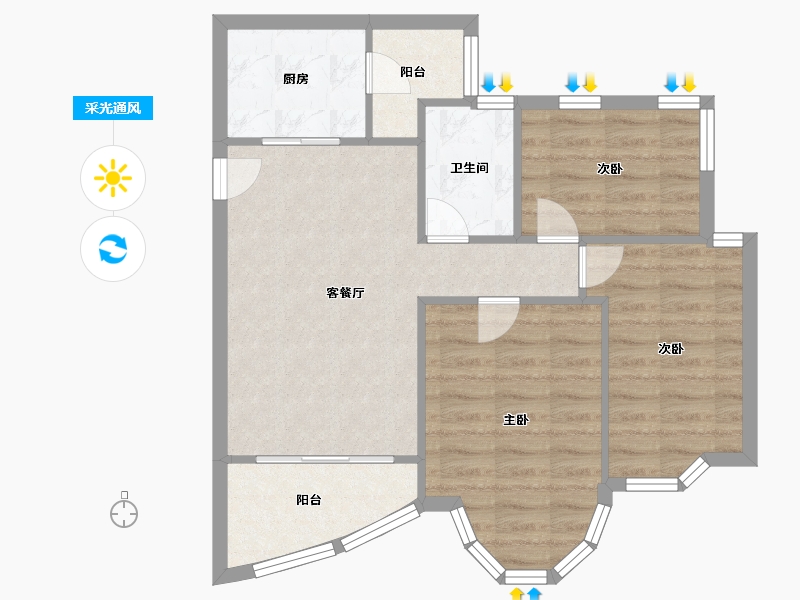 广东省-广州市-祈福新村山泉居-66.47-户型库-采光通风