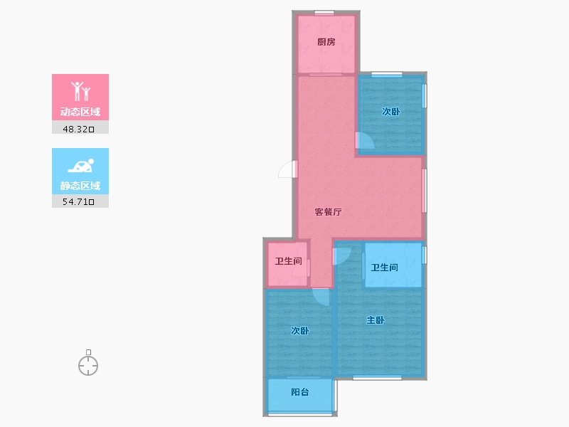 浙江省-杭州市-绿都御景蓝湾(公寓住宅)-92.16-户型库-动静分区