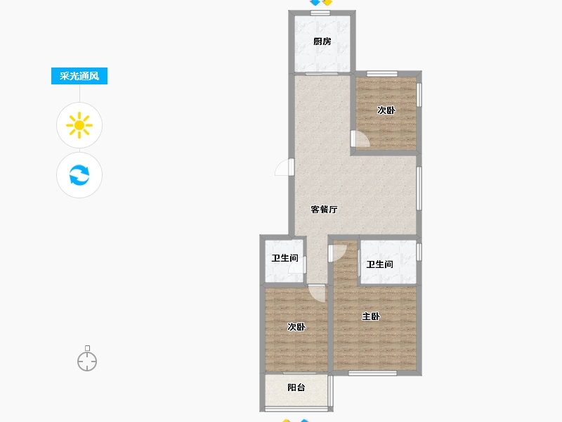 浙江省-杭州市-绿都御景蓝湾(公寓住宅)-92.16-户型库-采光通风