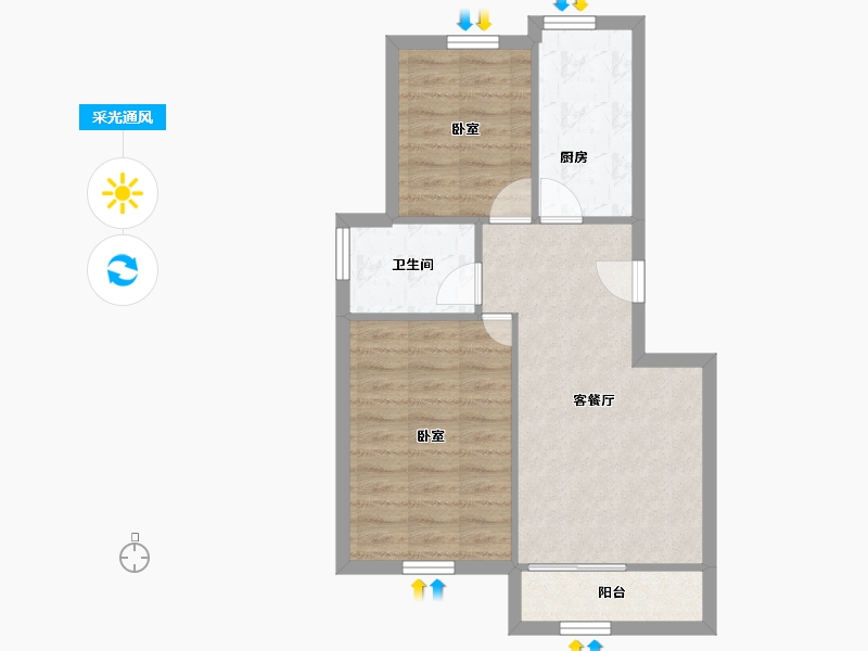 山东省-青岛市-翠海宜居-56.55-户型库-采光通风