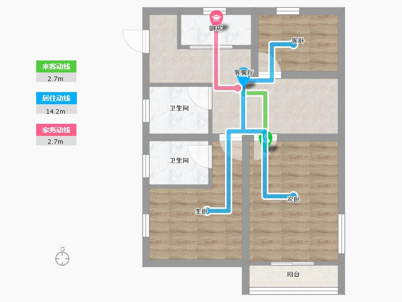 浙江省-杭州市-盛世嘉园(公寓住宅)-53.87-户型库-动静线