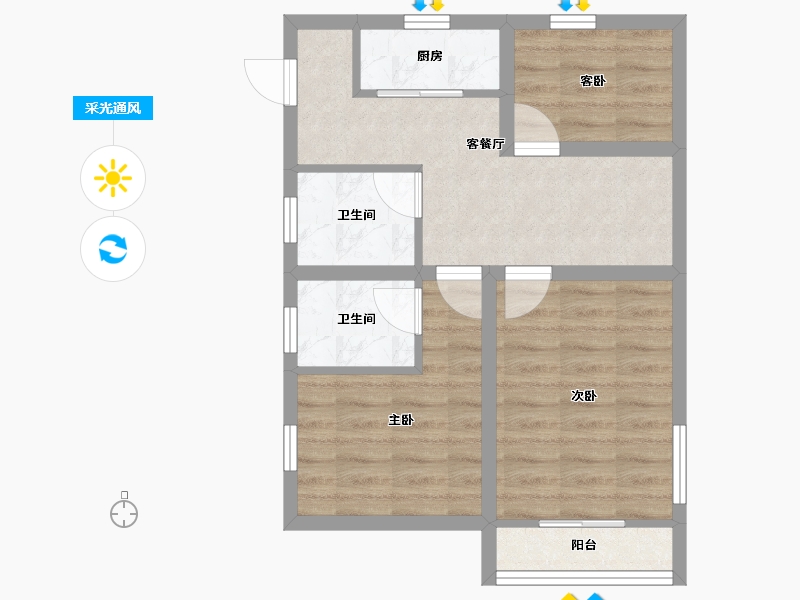 浙江省-杭州市-盛世嘉园(公寓住宅)-53.87-户型库-采光通风