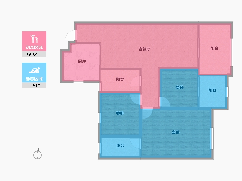 浙江省-杭州市-绿都御景蓝湾(公寓住宅)-95.74-户型库-动静分区