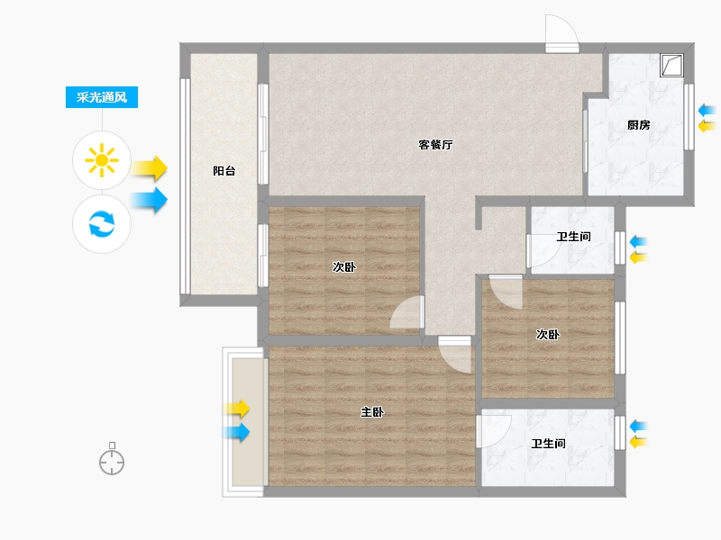 陕西省-渭南市-东原玖城阅-94.40-户型库-采光通风