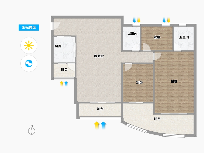 广东省-广州市-喜盈雅境-111.32-户型库-采光通风