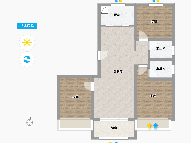 河北省-衡水市-中通御府-88.00-户型库-采光通风