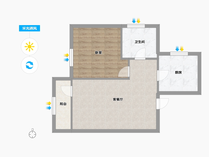 山东省-青岛市-融创维多利亚湾-56.58-户型库-采光通风