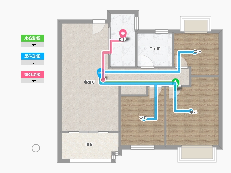 江苏省-苏州市-积水二期裕沁庭锦苑-79.20-户型库-动静线