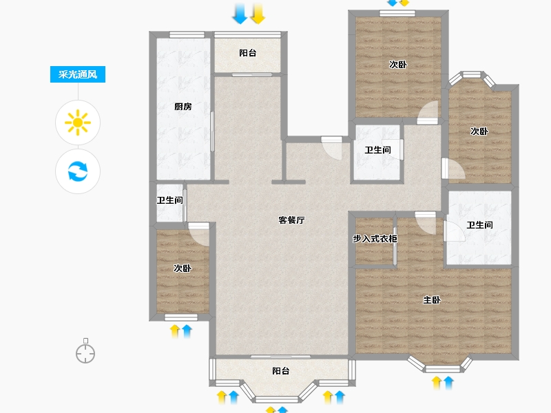 陕西省-西安市-枫叶新都市-142.58-户型库-采光通风