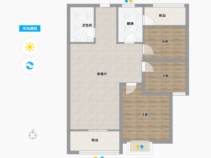 山东省-青岛市-融创维多利亚湾-86.66-户型库-采光通风