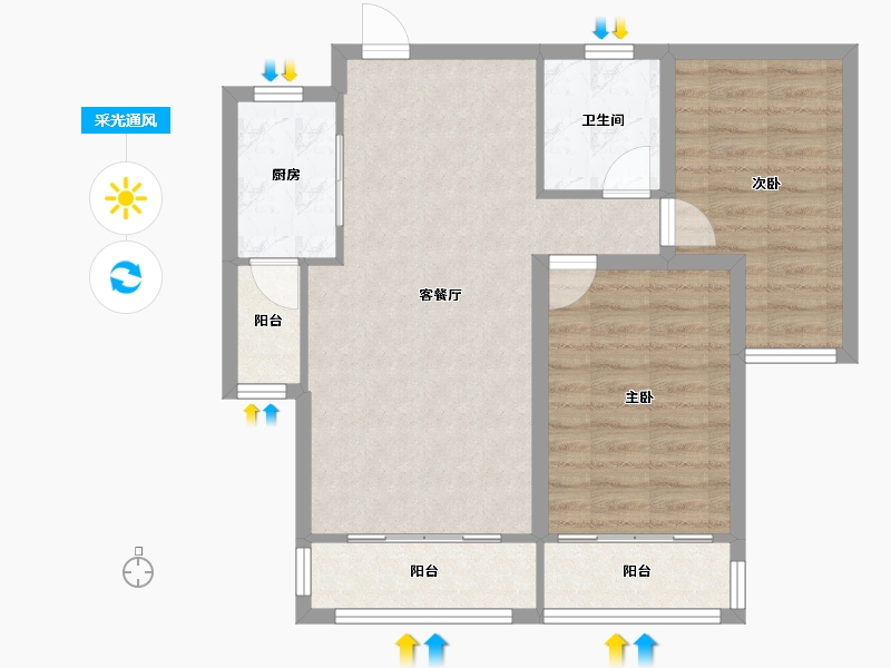 甘肃省-兰州市-重邦康城小区-72.89-户型库-采光通风