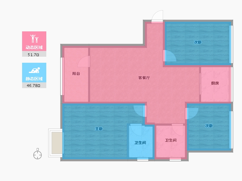 山东省-青岛市-北京城建龙樾湾-87.79-户型库-动静分区