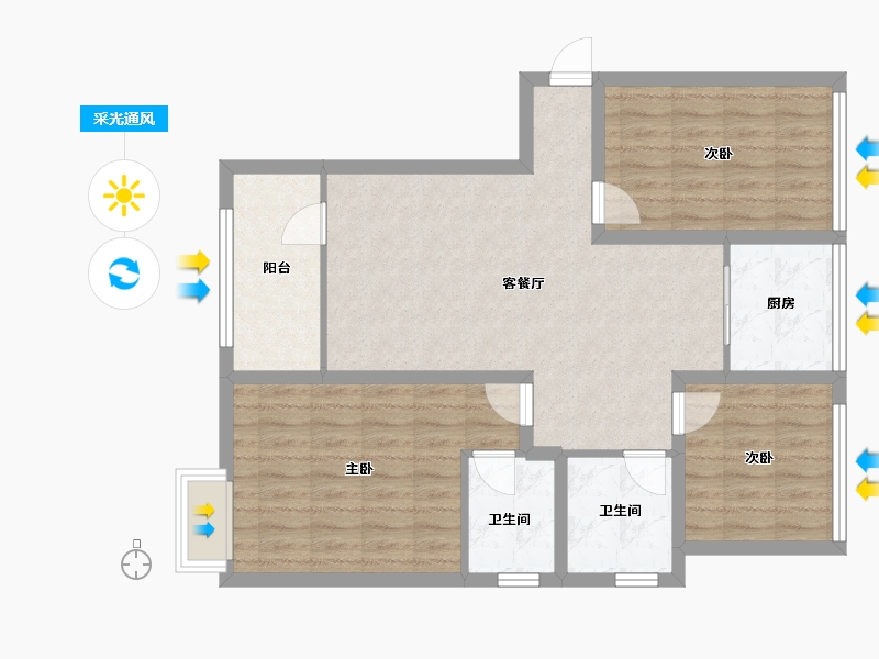 山东省-青岛市-北京城建龙樾湾-87.79-户型库-采光通风