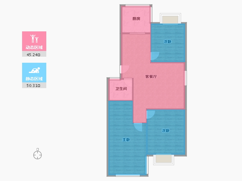 山东省-青岛市-和平花园南区-87.75-户型库-动静分区