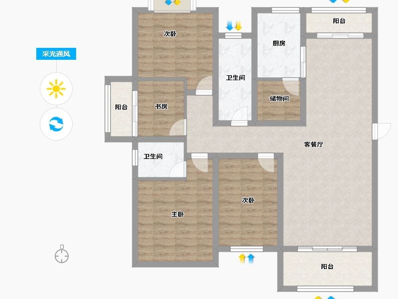 江西省-吉安市-吉福苑小区-106.00-户型库-采光通风