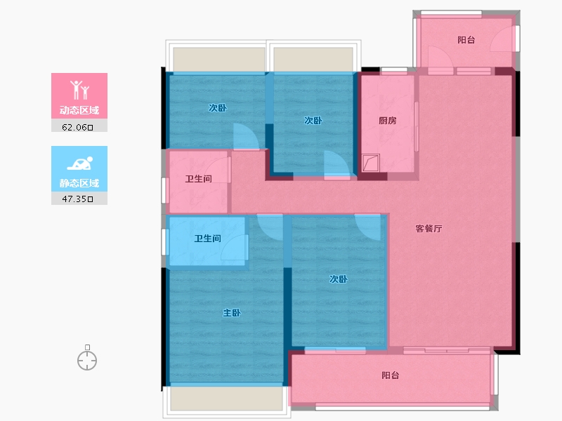 黑龙江省-鹤岗市-麒麟花园-A区-86.00-户型库-动静分区