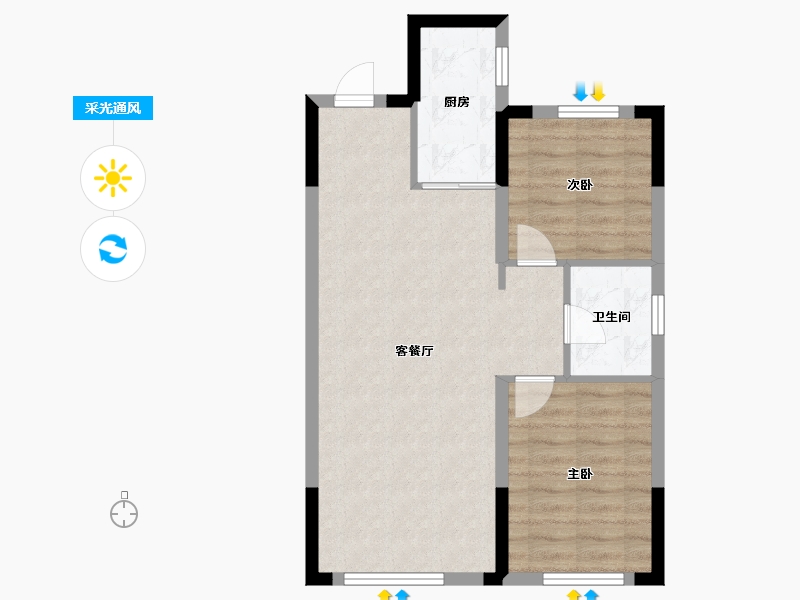 辽宁省-沈阳市-中金樾府-63.20-户型库-采光通风