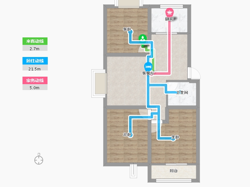 浙江省-杭州市-盛世嘉园(公寓住宅)-64.45-户型库-动静线