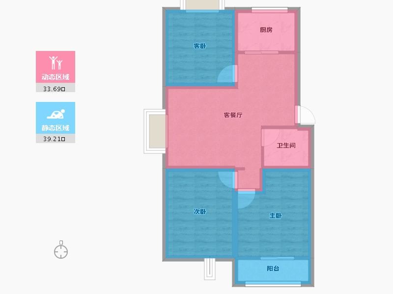 浙江省-杭州市-盛世嘉园(公寓住宅)-64.45-户型库-动静分区