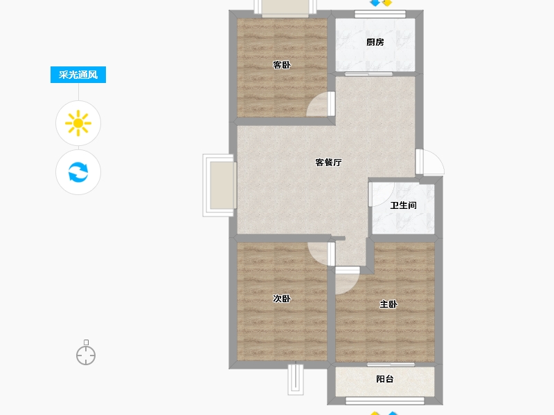 浙江省-杭州市-盛世嘉园(公寓住宅)-64.45-户型库-采光通风