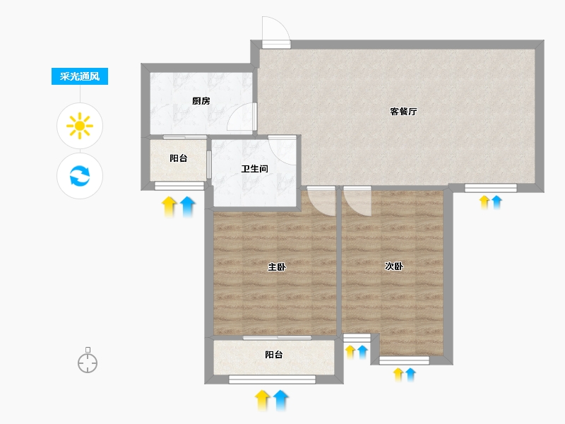 天津-天津市-海川园-76.38-户型库-采光通风