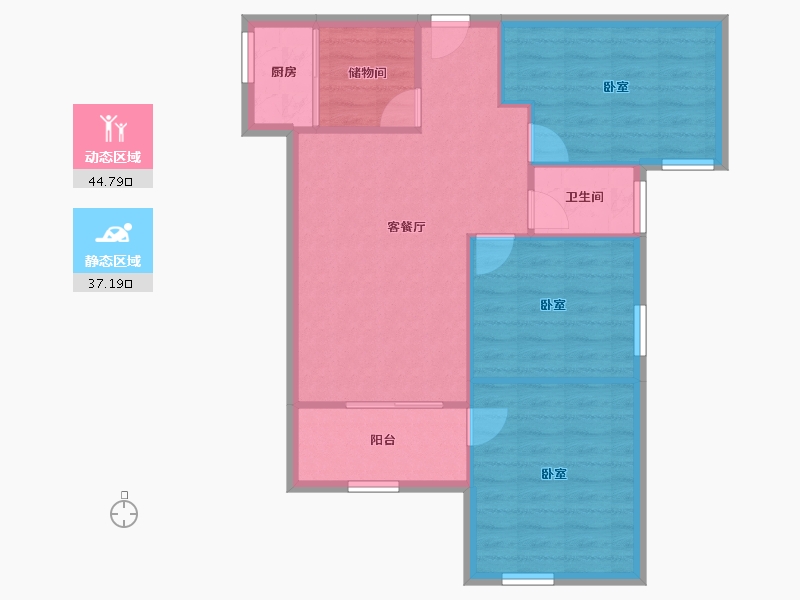 陕西省-咸阳市-金科世界城-74.68-户型库-动静分区