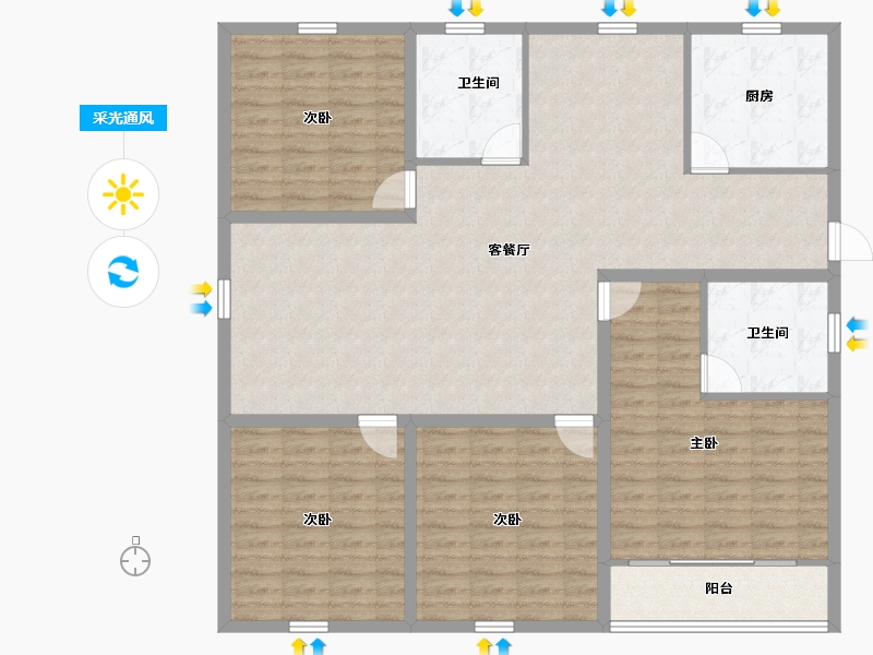 浙江省-杭州市-盛世嘉园(公寓住宅)-138.00-户型库-采光通风