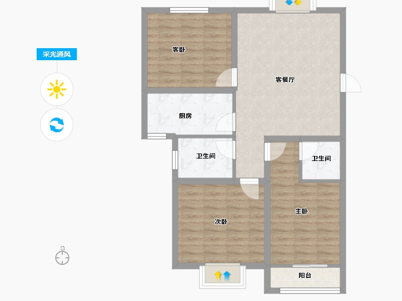 浙江省-杭州市-金域兰庭-77.76-户型库-采光通风