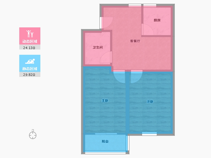 浙江省-杭州市-青春坊小区(公寓住宅)-47.59-户型库-动静分区