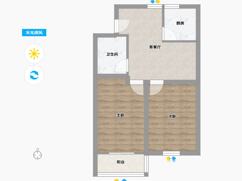 浙江省-杭州市-青春坊小区(公寓住宅)-47.59-户型库-采光通风