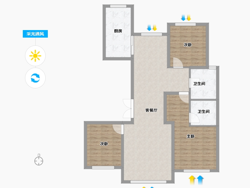 黑龙江省-哈尔滨市-融创城领域-106.00-户型库-采光通风