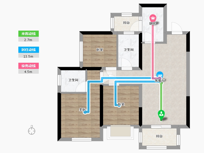 四川省-宜宾市-绿地静安公馆-80.00-户型库-动静线