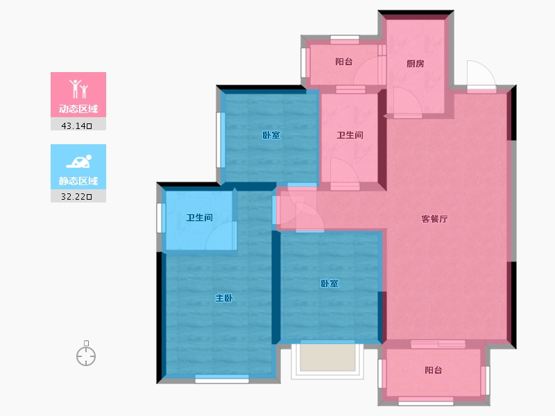 四川省-宜宾市-绿地静安公馆-80.00-户型库-动静分区