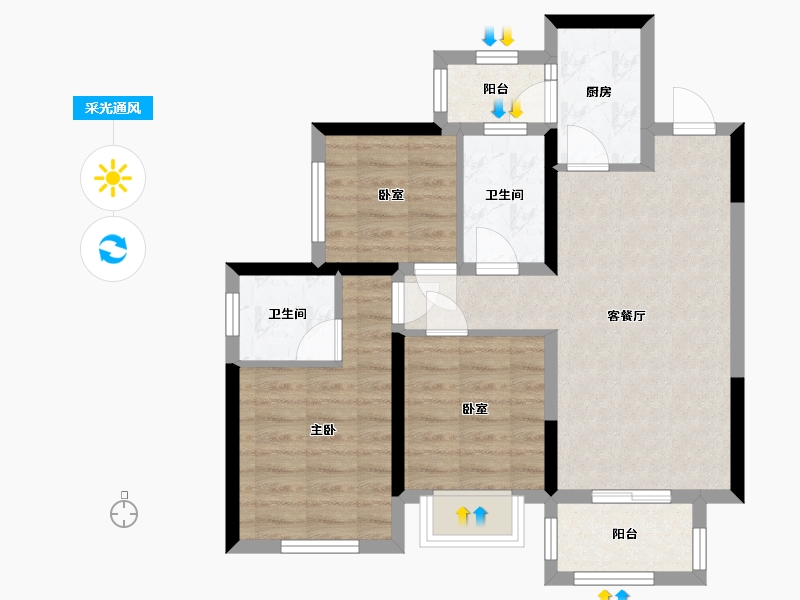 四川省-宜宾市-绿地静安公馆-80.00-户型库-采光通风