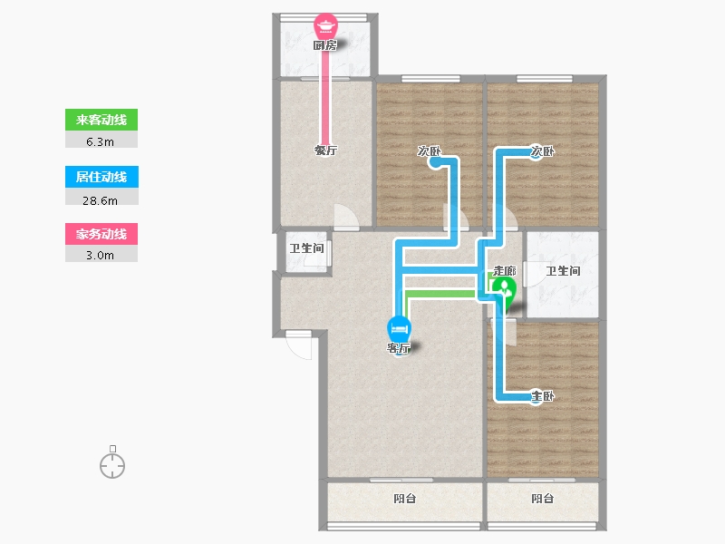 陕西省-西安市-西安市雁塔区小寨路街道永福社区-116.80-户型库-动静线