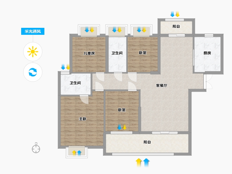 湖北省-潜江市-中南春溪集-123.20-户型库-采光通风