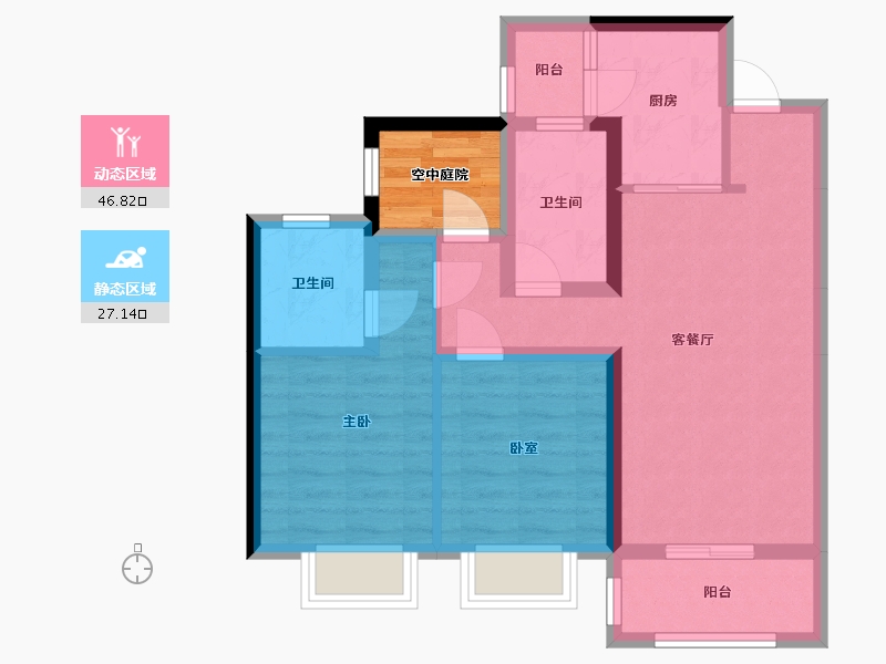 广东省-佛山市-华远 海蓝城-73.60-户型库-动静分区