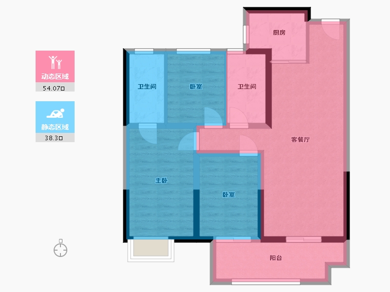 山西省-晋城市-晋美华府-81.60-户型库-动静分区